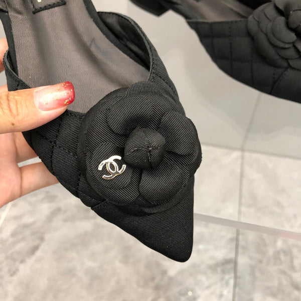 CC 25C 2CM Slingback Flats Black Fabric 213238