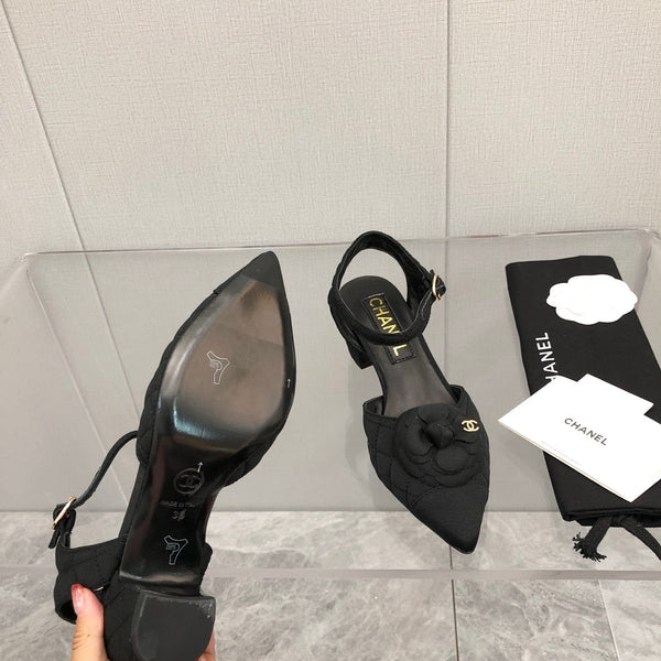 CC 25C 5CM Slingback Flats Black Fabric 213241