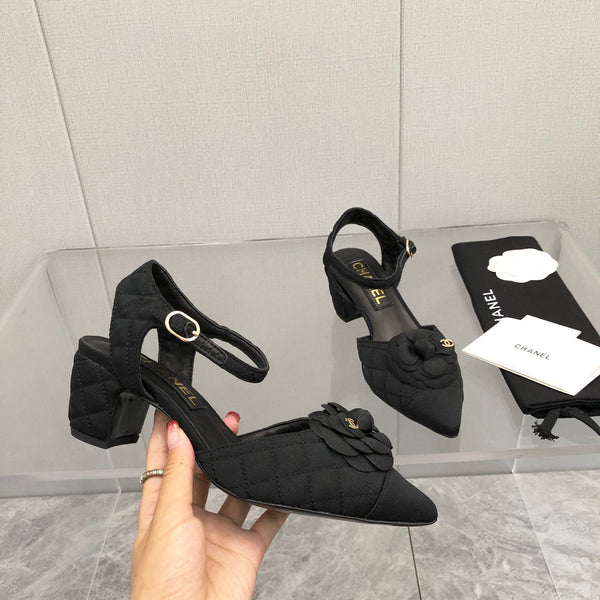 CC 25C 5CM Slingback Flats Black Fabric 213241