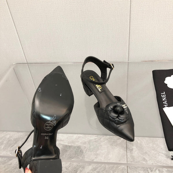 CC 25C 5CM Slingback Flats Black Leather 213242