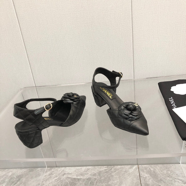 CC 25C 5CM Slingback Flats Black Leather 213242