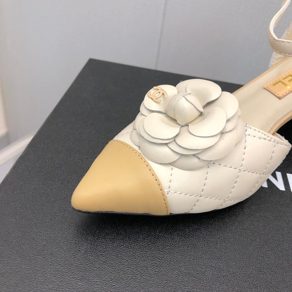 CC 25C 5CM Slingback Flats White Leather 213244