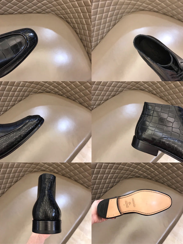 HM Men's Lace-up Dress Boot Black Cowhide