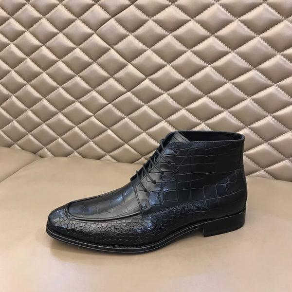 HM Men's Lace-up Dress Boot Black Cowhide