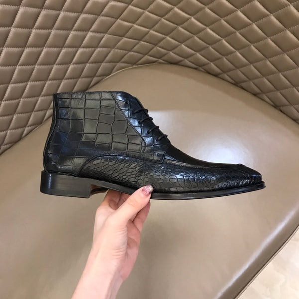 HM Men's Lace-up Dress Boot Black Cowhide