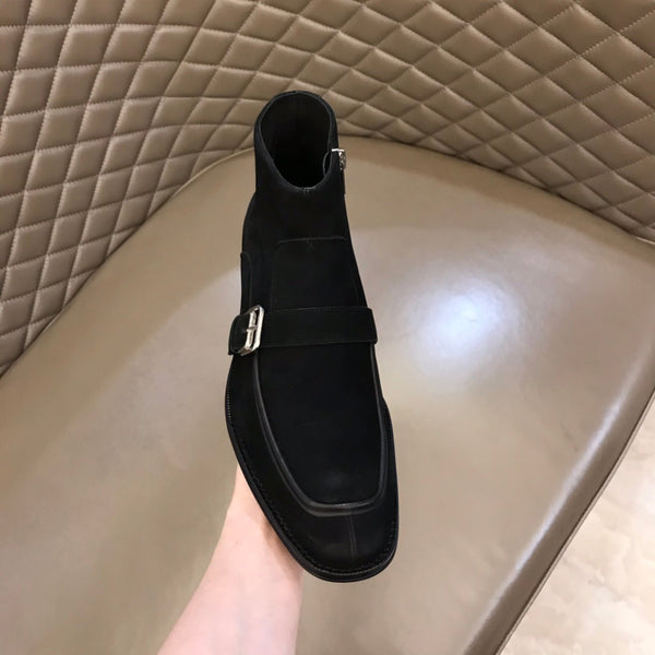 HM Men's Monk Boot Black Suede 527896