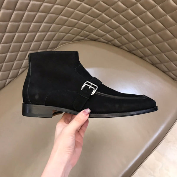 HM Men's Monk Boot Black Suede 527896