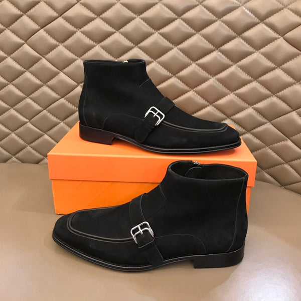 HM Men's Monk Boot Black Suede 527896