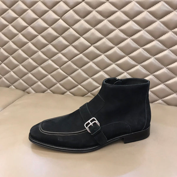 HM Men's Monk Boot Black Suede 527896