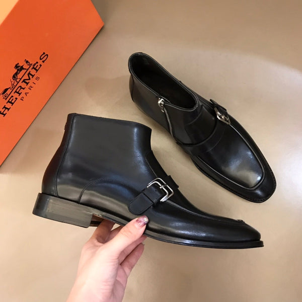 HM Men's Monk Boot Black Cowhide 527897