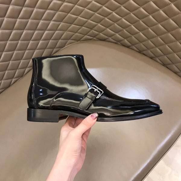 HM Men's Monk Boot Black Patent Leather 527898