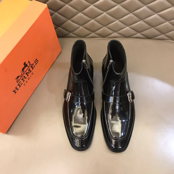 HM Men's Monk Boot Black Patent Leather 527898