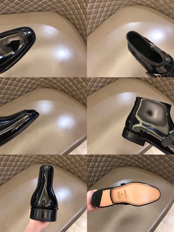 HM Men's Monk Boot Black Patent Leather 527898