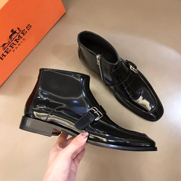 HM Men's Monk Boot Black Patent Leather 527898