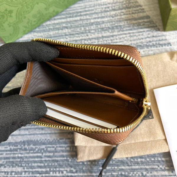 PORTAFOGLIO GG HORSEBIT 1955 MINI 11 IN TELA BEIGE ED EBANO