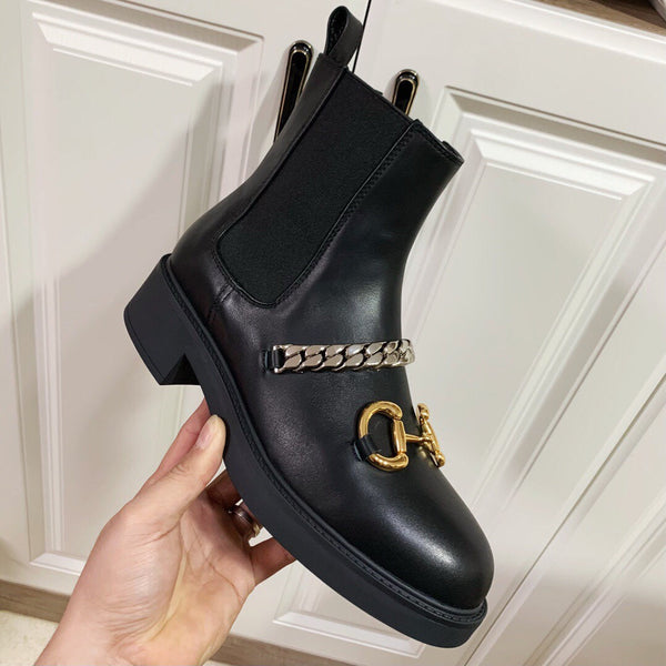 STIVALETTI HORSEBIT CON CATENA IN VITELLO NERO