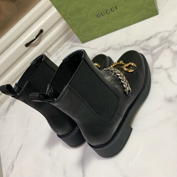 STIVALETTI HORSEBIT CON CATENA IN VITELLO NERO