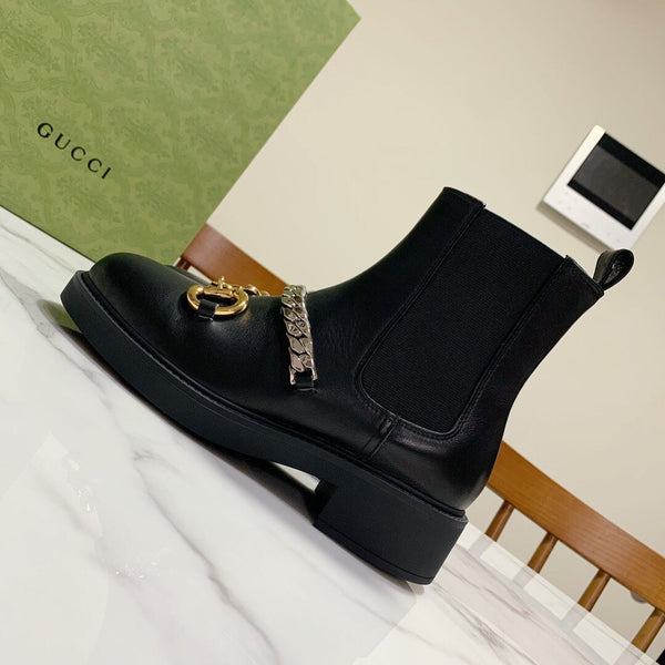 STIVALETTI HORSEBIT CON CATENA IN VITELLO NERO