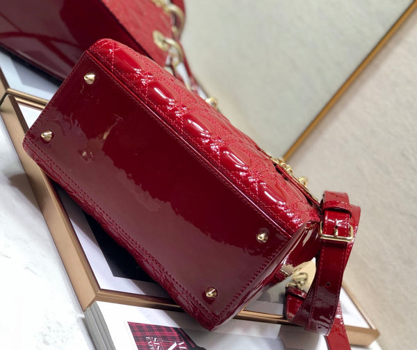 medium lady 24 dark red patent calfskin