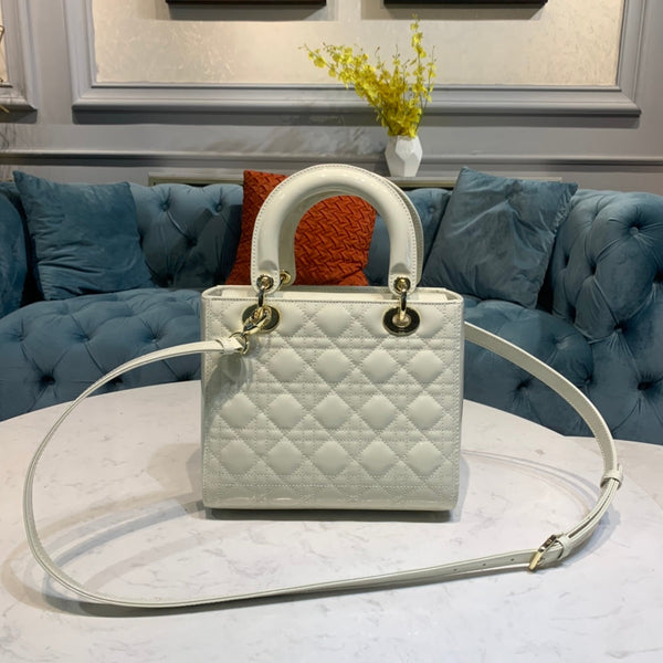 medium lady 24 pelle di agnello bianca