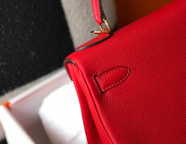 BORSA HM KELLY 32CM IN ROSSO TOGO CON FERRAMENTA ORO
