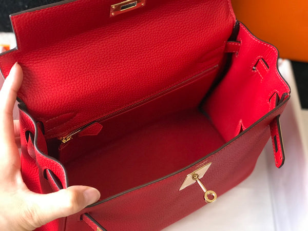 BORSA HM KELLY 32CM IN ROSSO TOGO CON FERRAMENTA ORO
