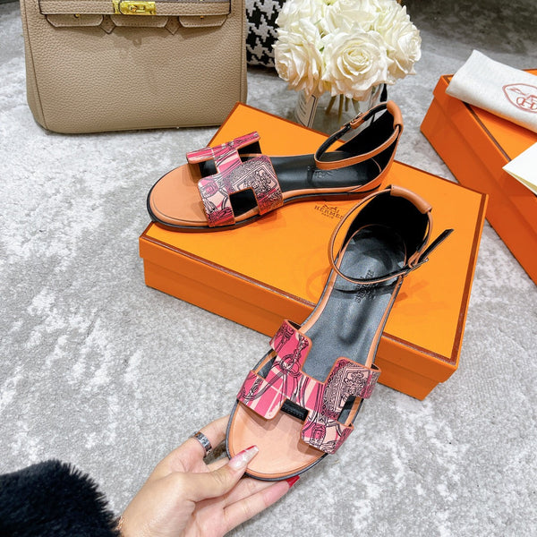 santorini sandal black pink white brown calfskin