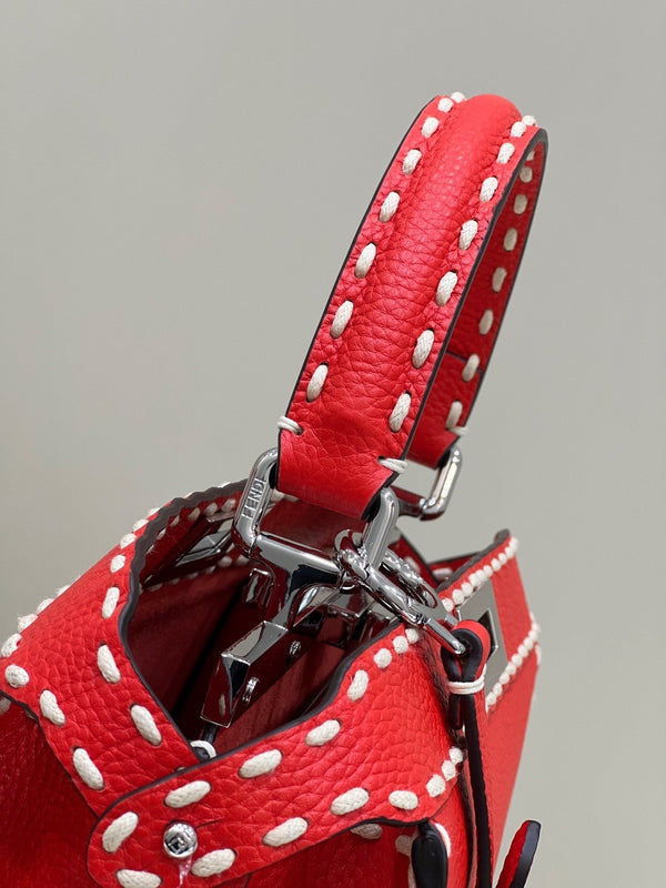 PEEKABOO ISEEU 33 IN RED GRAINED CALFSKIN SILVER HARDWARE