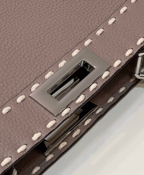 PEEKABOO ISEEU 33 IN TOBACCO BROWN GRAINED CALFSKIN SILVER HARDWARE