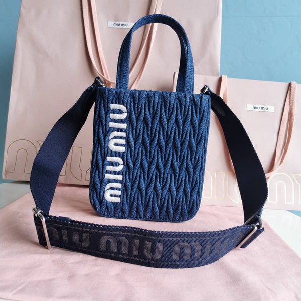 BORSA TOTE 18 IN DENIM BLU NAVY