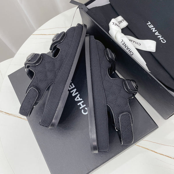 CC Dad Sandal Black Mesh Leather 742948