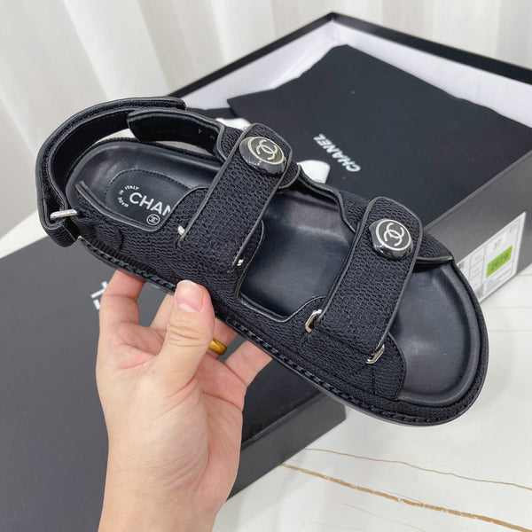 CC Dad Sandal Black Mesh Leather 742948