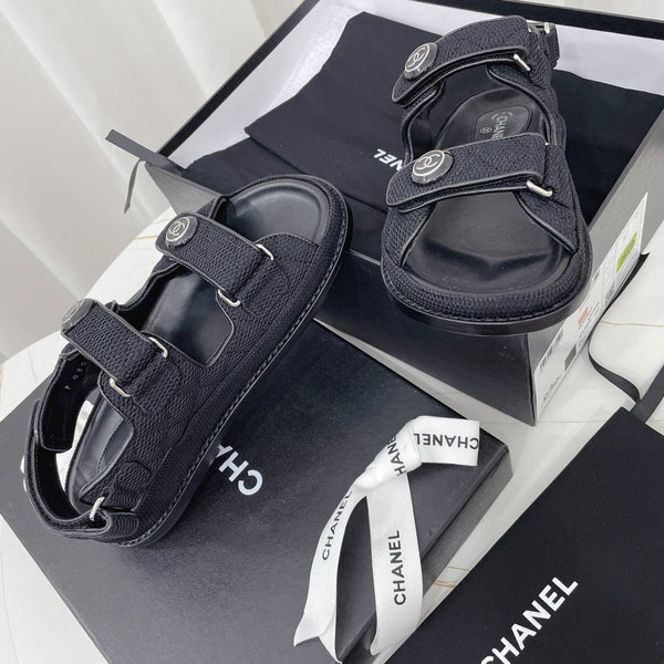 CC Dad Sandal Black Mesh Leather 742948