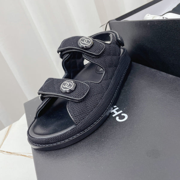 CC Dad Sandal Black Mesh Leather 742948