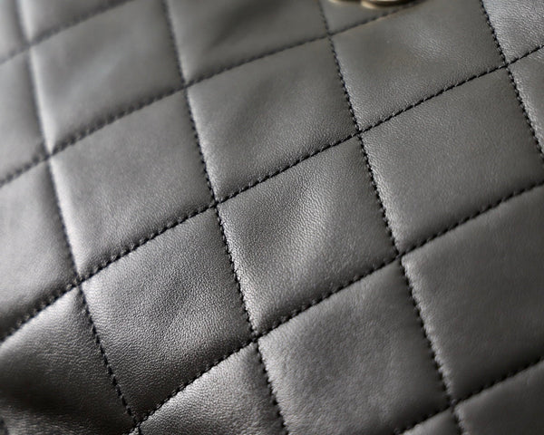 cc hobo bag 26cm black lambskin silver hardware