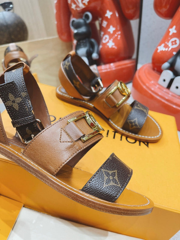 LV Academy Flat Sandal Light Brown Cowhide