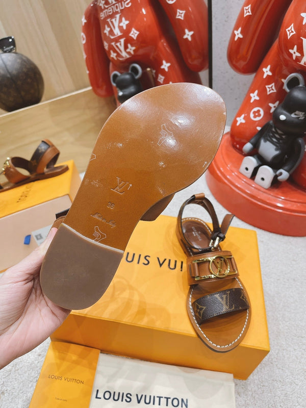 LV Academy Flat Sandal Light Brown Cowhide