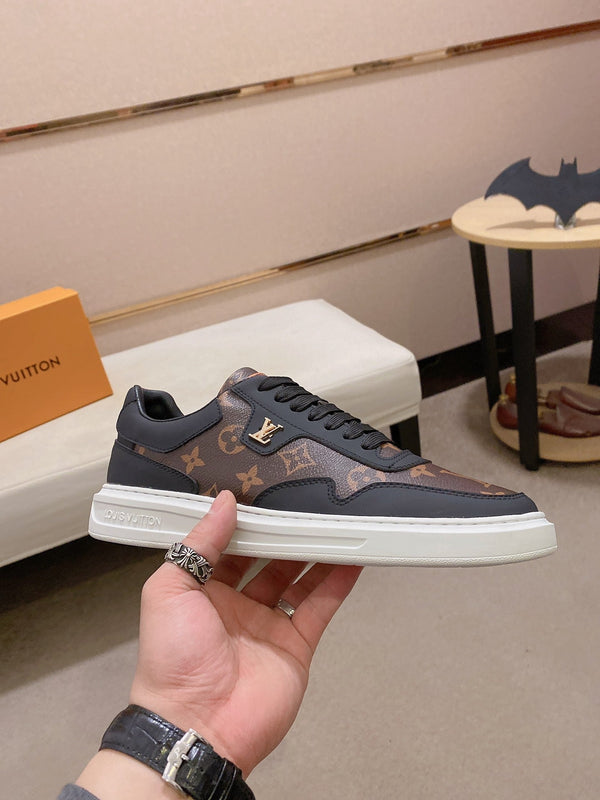 LV TRAINER IN BLACK MIX CHOCOLATE BROWN CALFSKIN