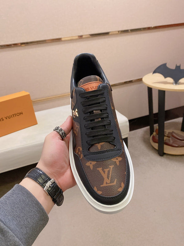 LV TRAINER IN BLACK MIX CHOCOLATE BROWN CALFSKIN