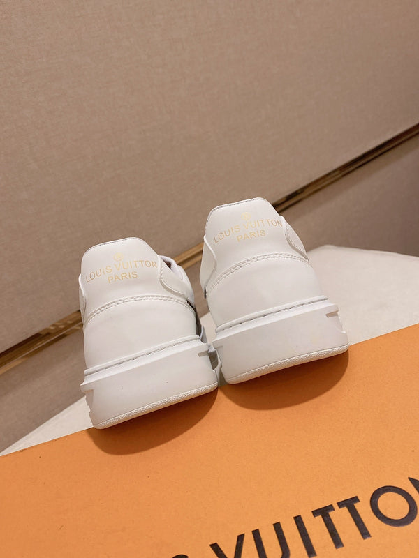 LV TRAINER IN WHITE MIX CHOCOLATE BROWN CALFSKIN