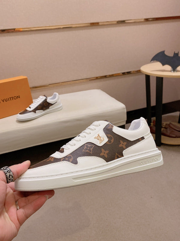 LV TRAINER IN WHITE MIX CHOCOLATE BROWN CALFSKIN