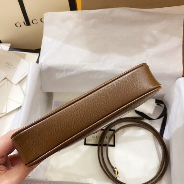 BORSA A TRACOLLA JACKIE 1961 SMALL 28 IN TELA BEIGE E PELLE DI VITELLO MARRONE