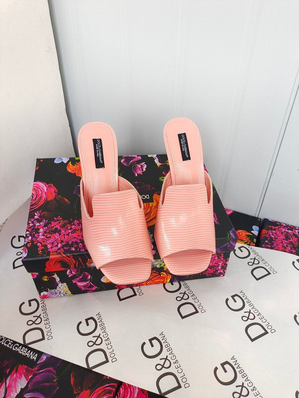 D&G stampa iguana in vitello rosa pastello tacco 90