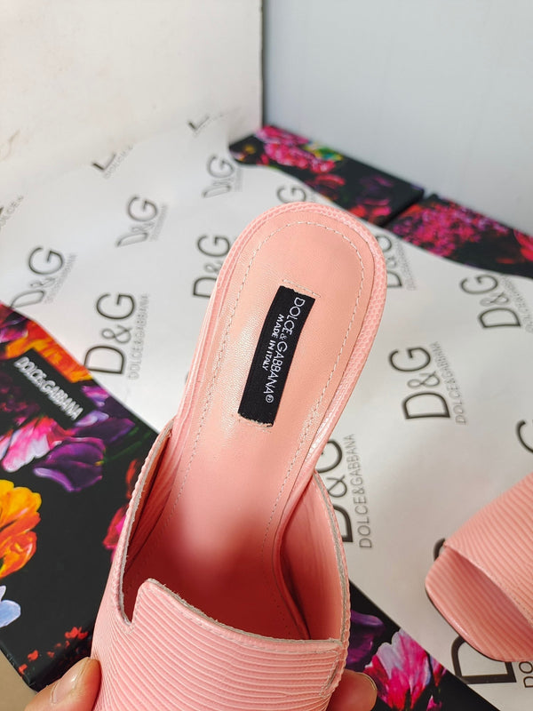 D&G stampa iguana in vitello rosa pastello tacco 90