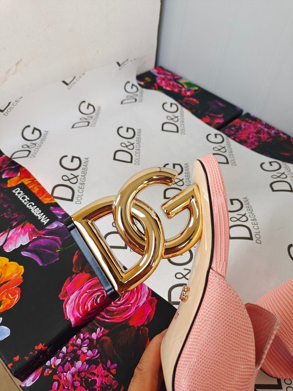 D&G stampa iguana in vitello rosa pastello tacco 90