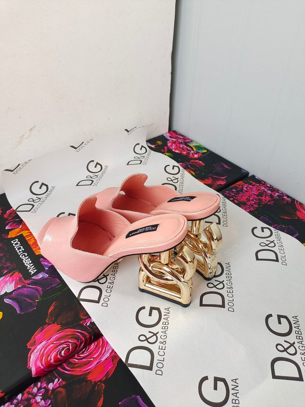 D&G stampa iguana in vitello rosa pastello tacco 90
