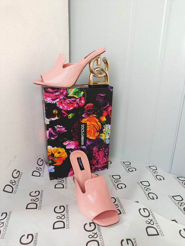 D&G stampa iguana in vitello rosa pastello tacco 90