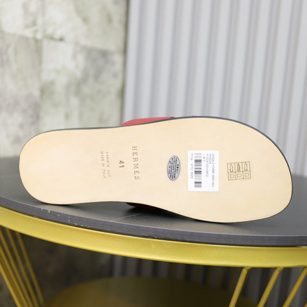 HM IZMIR SANDAL BLACK AND CHERRY CALFSKIN