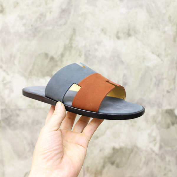 HM IZMIR SANDAL STONE AND RUSSET SUEDE