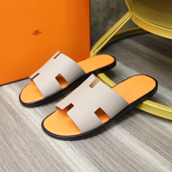 HM IZMIR SANDAL TANGERINE AND PALE GRAY CALFSKIN